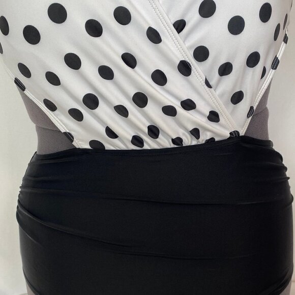 One Piece Black & White Polka Dot Bathing Suit - Picture 5 of 11